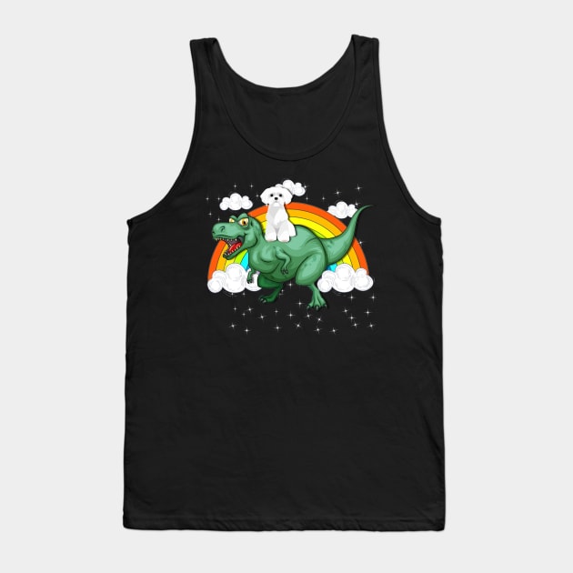 T Rex Dinosaur Riding Westie Dog Tank Top by LaurieAndrew